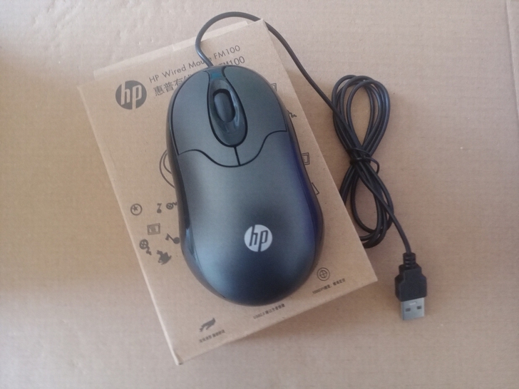 惠普FM100有线鼠标约1米线长USB接口...