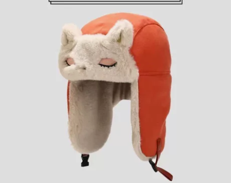 特价 小狸可爱雷锋帽女卡通东北帽护耳骑车帽...