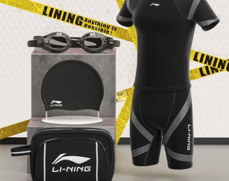 李宁游泳套装男五分泳裤防尴尬男士泳衣泳裤泳...