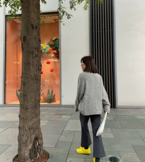 titi家复古高腰条纹喇叭裤 四季款 S码