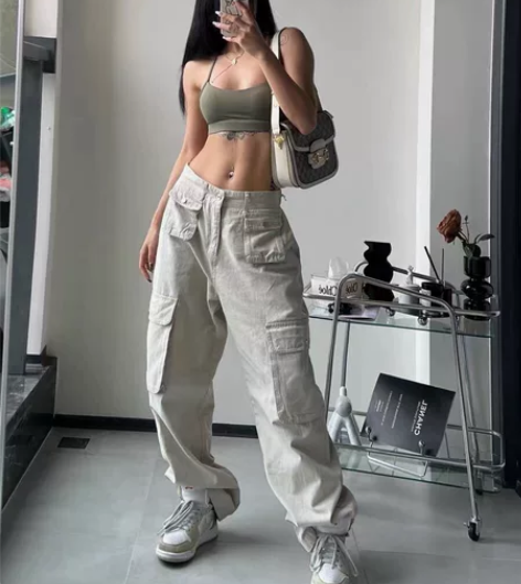BLINGGIRLS 复古中低腰显瘦百搭拽...