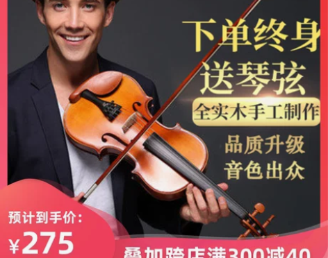 【狂欢价】台氏手工实木初学者小提琴成人儿童...
