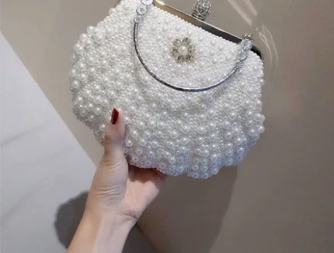 手工串珍珠宴会名媛手拿包 配旗袍或晚礼服的...