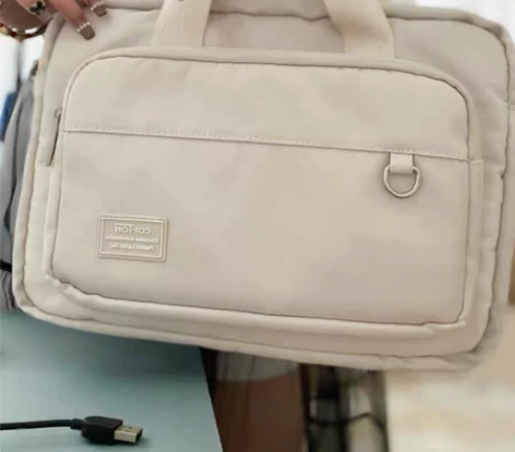 电脑包14寸女士手提通勤小众高颜值公文包男...