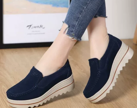 英伦风38码女鞋坡跟小码单鞋女高跟妈妈真皮...