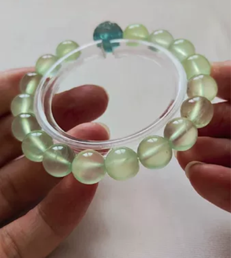 全新 葡萄石 萤石回纹珠，高冰透起荧光 1...