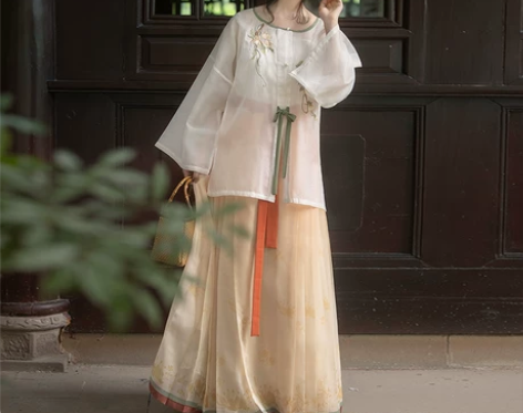 桔屿【茶】正品原创汉服女明制主腰圆领衫中国...