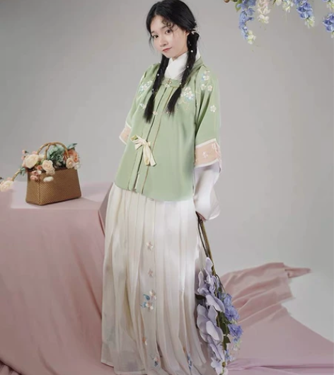 桔屿原创汉服女【雪梅】明制对襟短衫方领半袖...