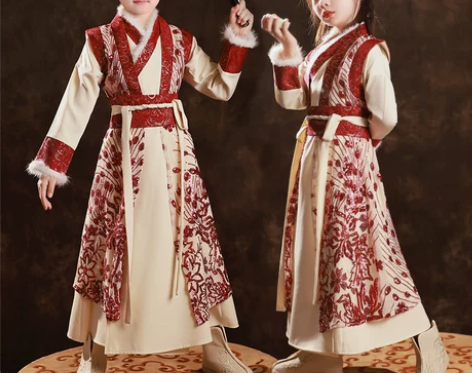 儿童汉服唐装秋冬男女童中国风古装国学服公子...