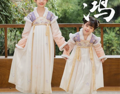 乌扣.鸿 女童汉服冬季儿童中国风古装改良冬...