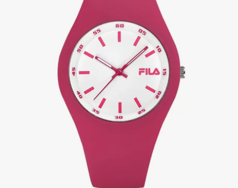 FILA/斐乐正品潮牌果冻玫红硅胶石英表运...