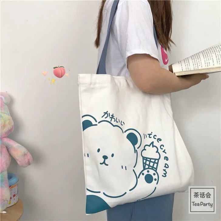 日系帆布包女单肩大容量韩版原宿复古可爱百搭...