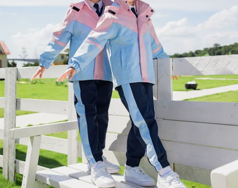 小学生校服冲锋衣套装春秋季粉色儿童班服学院...