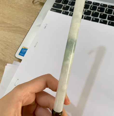 翡翠毛笔 笔杆是天然翡翠 大号狼毫毛笔 比...