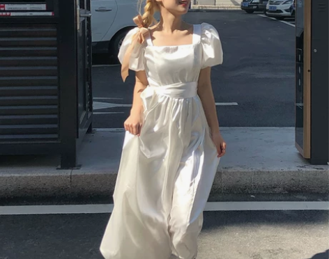 法式宫廷洋装夏季2021新款复古泡泡袖超仙...