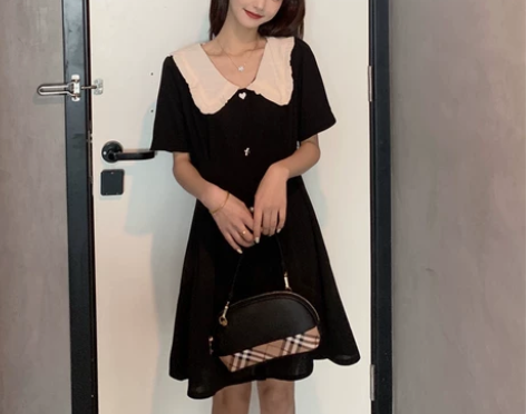 V领气质淑女连衣裙女胖mm夏季大码高腰显瘦...