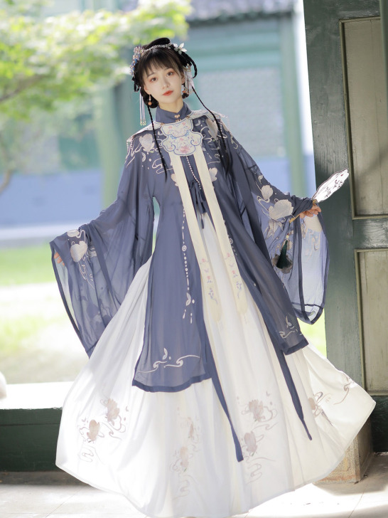 倚梦阁原创玉玲珑明制汉服女套齐腰立领超仙气...