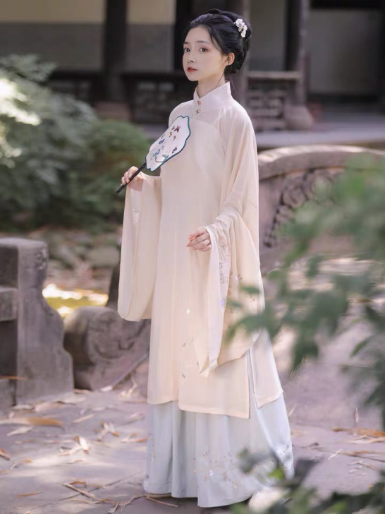 倚梦阁拾花记汉服原创明制立领夏季齐腰褶裙
