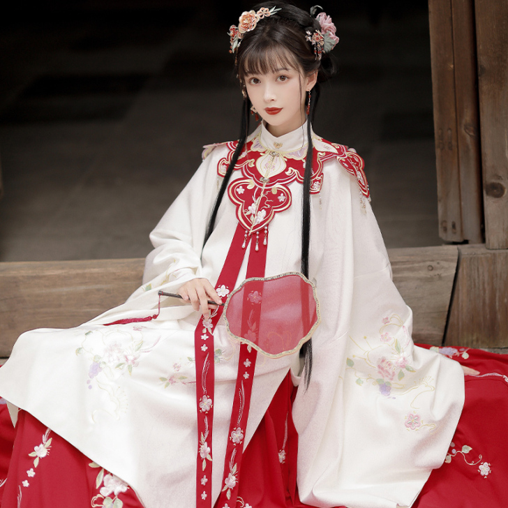 倚梦阁桃萄原创明制汉服女重工刺绣云肩立领长...