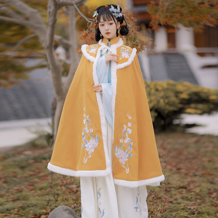 倚梦阁原创相思引明制立领汉服女重工刺绣加绒...