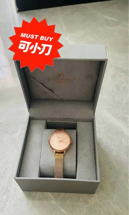 罗西尼ins风简约气质女防水手表莫兰迪粉G...