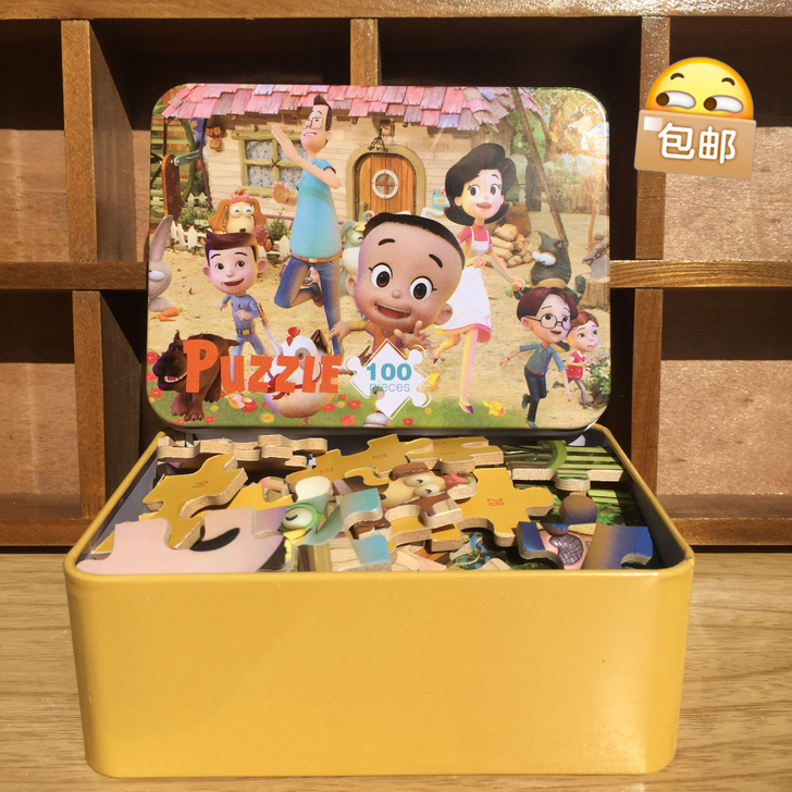包邮 大头儿子60片拼图9.9元、100片...