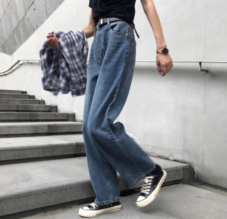 春秋ulzzang复古秋装裤子老爹裤高腰宽...