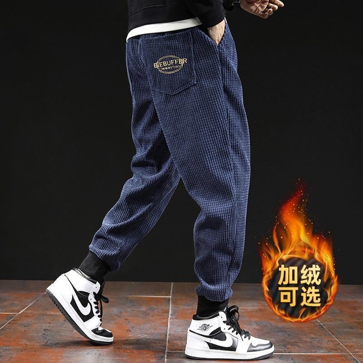 外贸好货！裤子秋冬季加绒加厚灯芯绒百搭宽松...