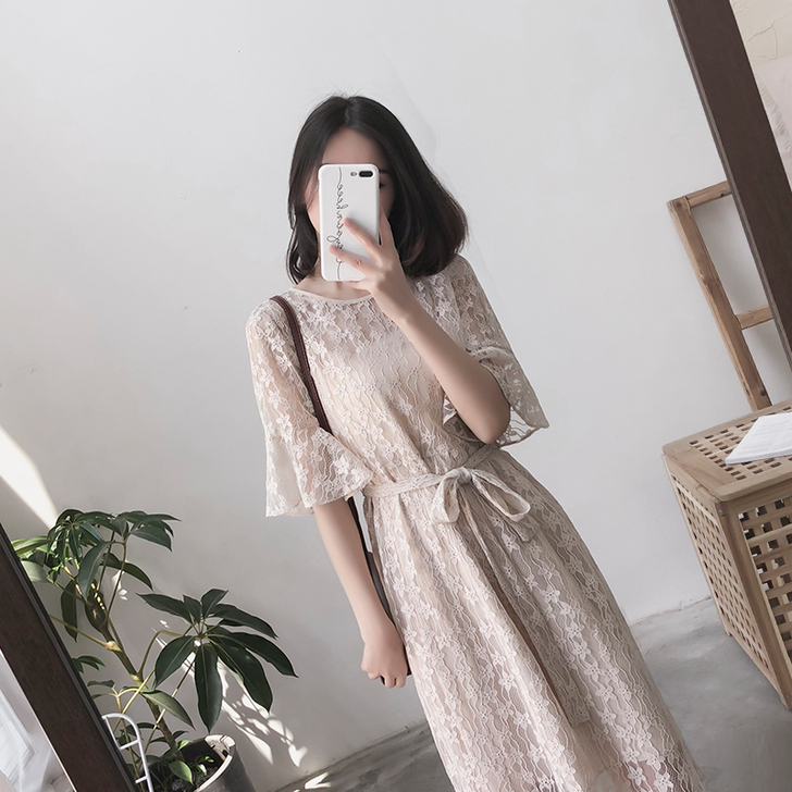 又见小夕温柔风仙女裙子收腰显瘦小清新森系中...