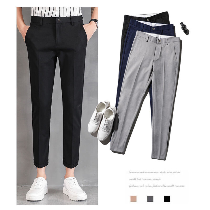 【全新】新款宽松男士西裤男9九分修身休闲小...