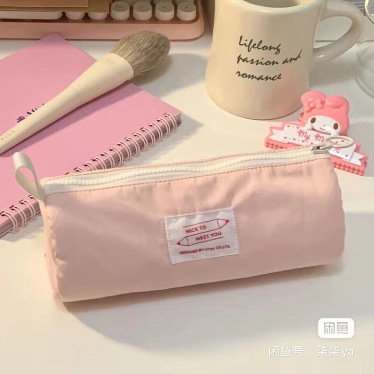 三明治笔袋女简约可爱小清新大容量纯色高中初...