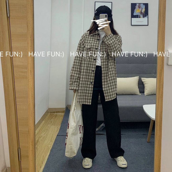 HF 垂感拖地裤女秋冬新款西装裤直筒慵懒休...