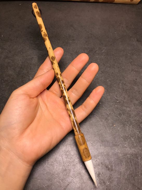 30年老师傅手工制作黑湘妃竹羊毫中楷毛笔文...