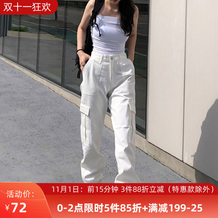 ROCKMORE设计感长裤帅气工装裤复古原...