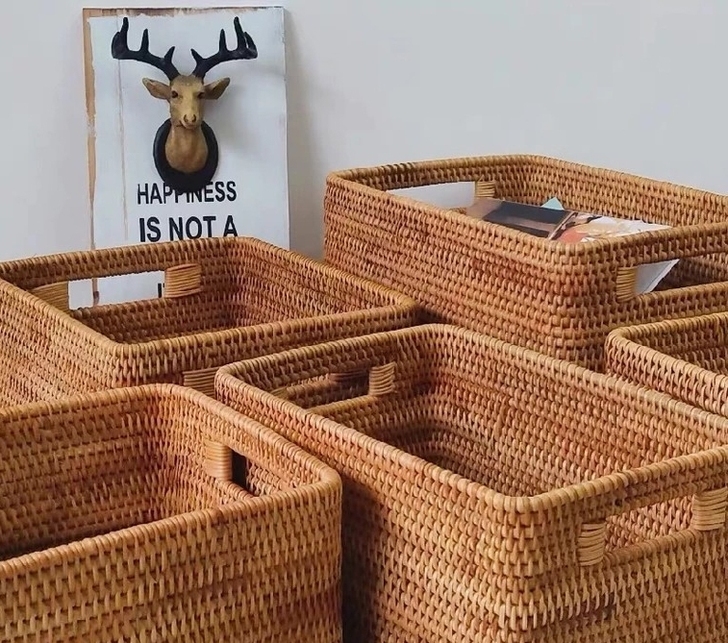 全新包邮！手工编织藤编家居收纳筐玩具书本衣...