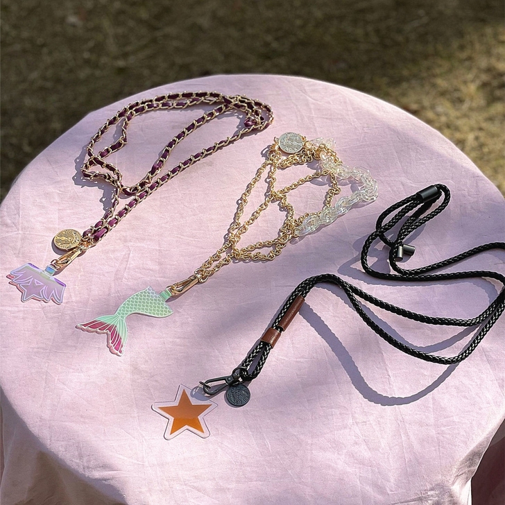 星巴克人鱼尾皇冠手机链挂绳固定夹片防丢神器...