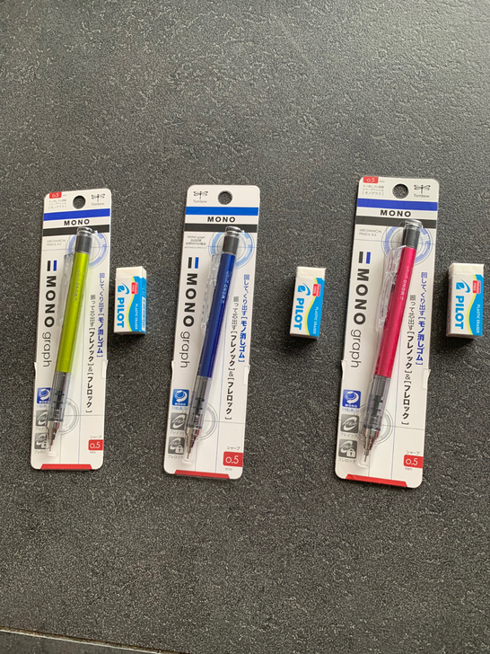 日本进口蜻蜓tombow自动铅笔+百乐橡皮...