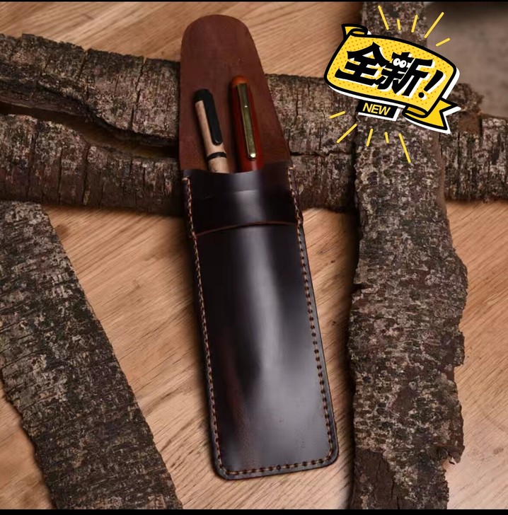 全新 复古头层牛皮笔袋 复古疯马皮笔袋 简...