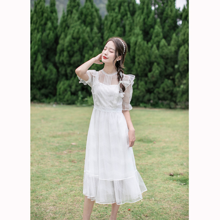 2021夏季新款法式甜美初恋裙子仙女超仙森...