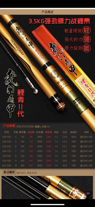 海明威龙门飞甲鲤青2代5.4米闲置没用处理...