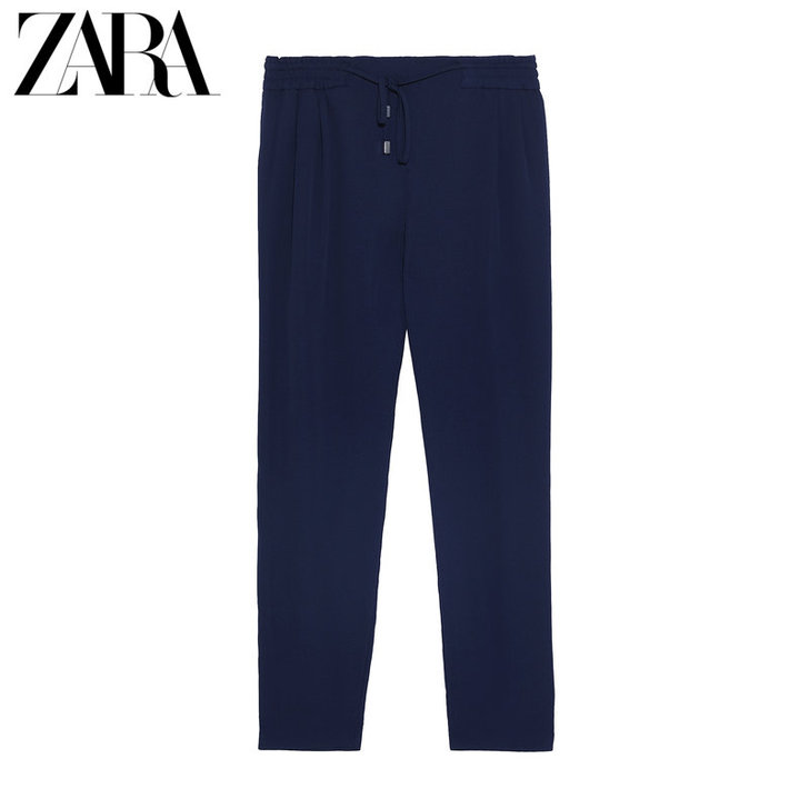 ZARA 新款 女装 修身直筒型弹力腰身垂...