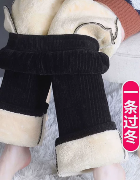 羊羔绒阔腿裤女加绒加厚洋气高腰大码灯芯绒拖...
