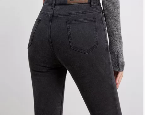 ?烟灰色高腰牛仔裤女弹力紧身小脚裤春夏季薄...