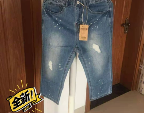 巴拉巴拉七分牛仔裤中大童 全新正品带吊牌，...