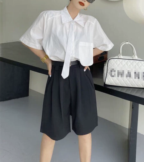 韩国2021春夏休闲薄款五分裤女宽松显瘦高...