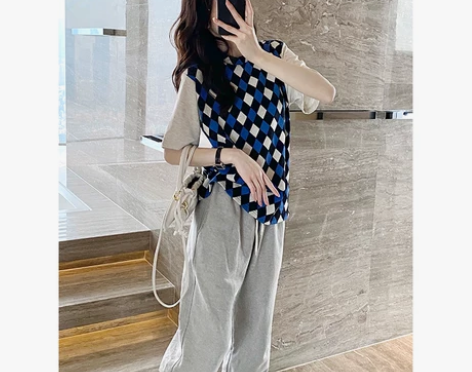 鱼余休闲裤灰色女装长裤收口直筒小脚裤 仅上...