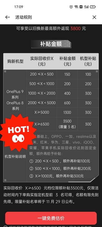 OPPO商城欢太以旧换新名额。 我买了一加...