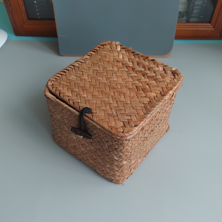 藤编收纳盒 14*14*10 内部铁架支撑