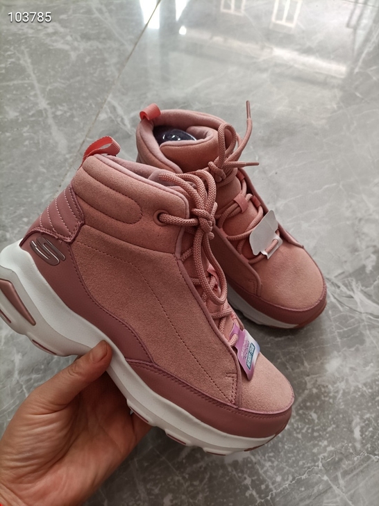 斯凯家厚底加绒女士鞋，真皮鞋面，高帮护脚，...