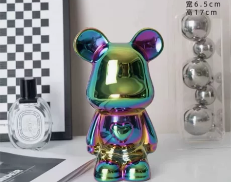(全新)电镀暴力熊潮玩摆件饰品小熊模型设计...